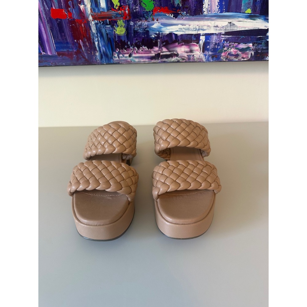 Seychelles Tan Woven Leather Platform Block Heel Sandals | Size 8